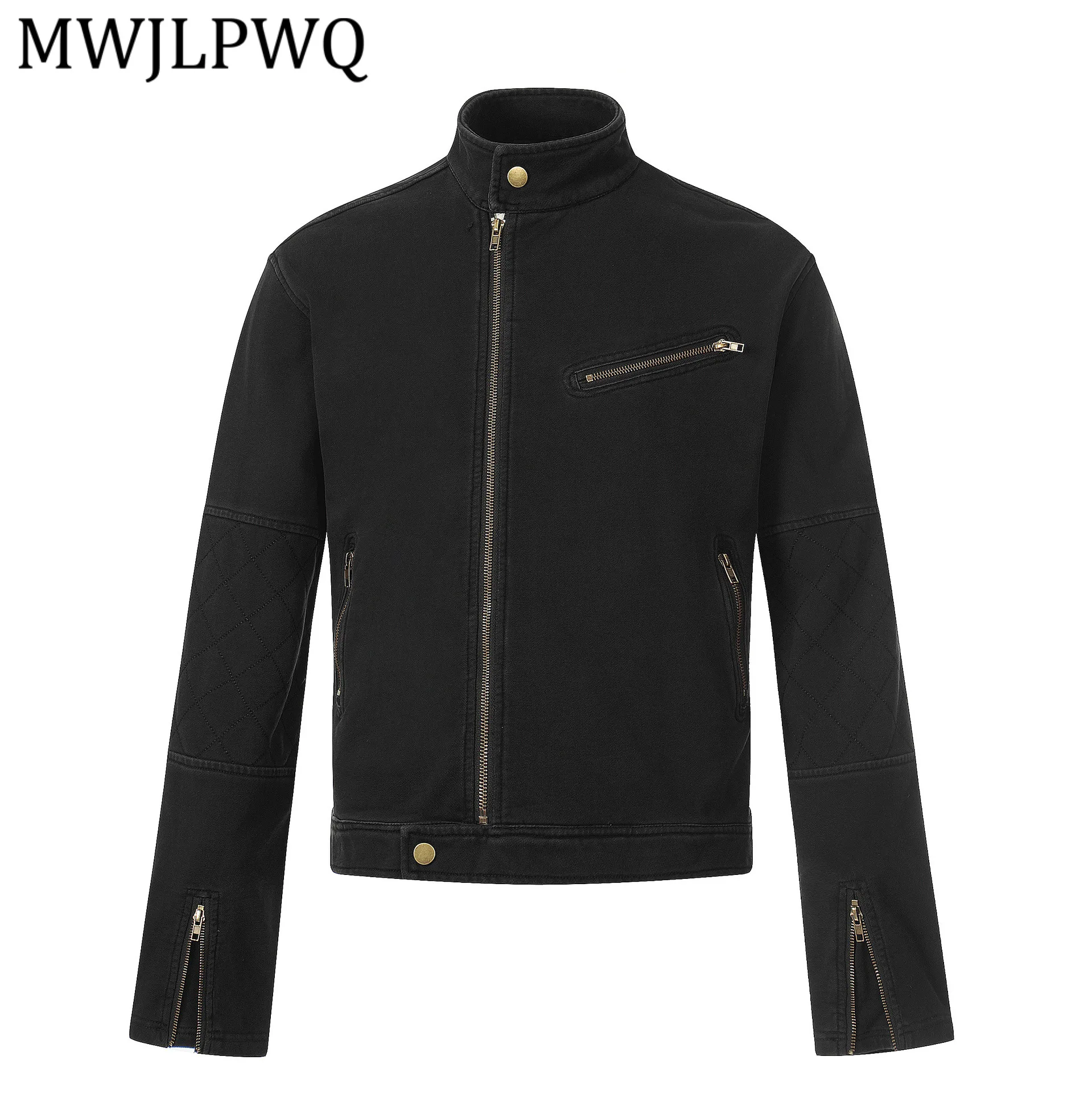 

MWJLPWQ American Motorcycle Style Zipper Workwear Jacket Men's High Street Washed Vintage Hoodie Unisex Coat Spring New 13168