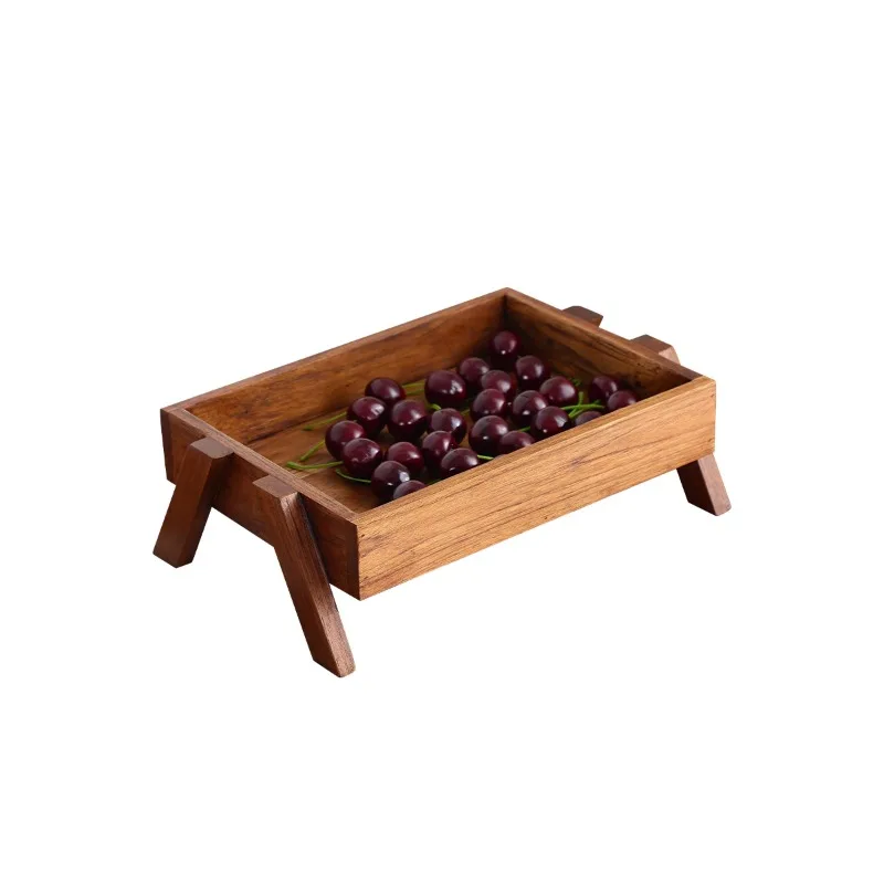 Living room solid wood fruit tray household tea table candy snack  wood retro  new Chinese fruit inventory center