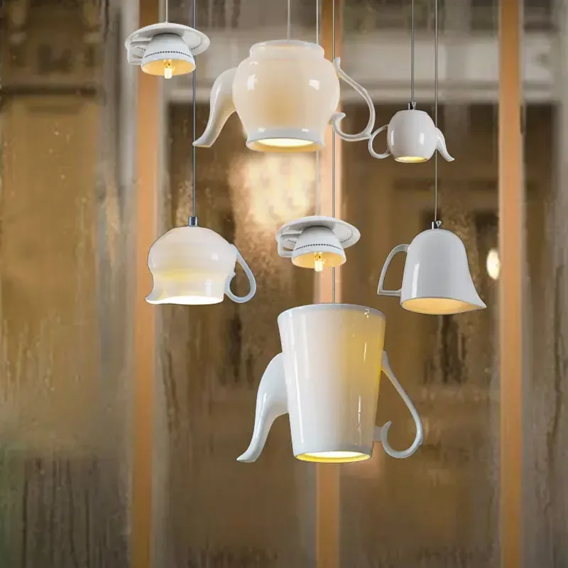 Lampe suspendue en céramique, design moderne, luminaire décoratif d\'intérieur, idéal pour une tasse à thé, une théière, une cuisine, une salle à