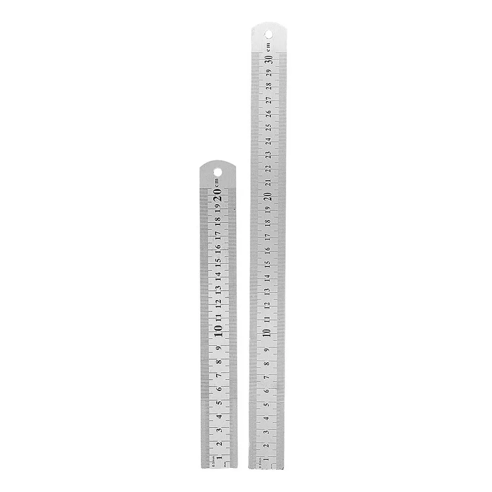 

2Pcs Stainless Steel Ruler Dual Side Scale Thickened Metal Carpenter Measuring Tool Precision Scale for Woodworking Drawing