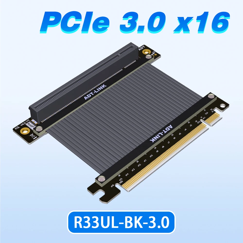 

ADT PCI-e 3.0 x16 Riser Cable RTX3090 RX6800xt Graphics Card ATX Case 90/180 Degree GPU Riser Extender PCIE3.0 Cable