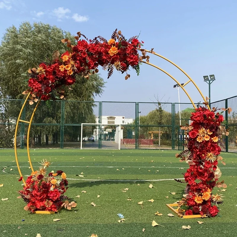 Creative Wedding Decoration Arch Circle Backdrop Metal Stand Double Round Gold Wedding Arch Stand Engagement Ceremony Flower Fra