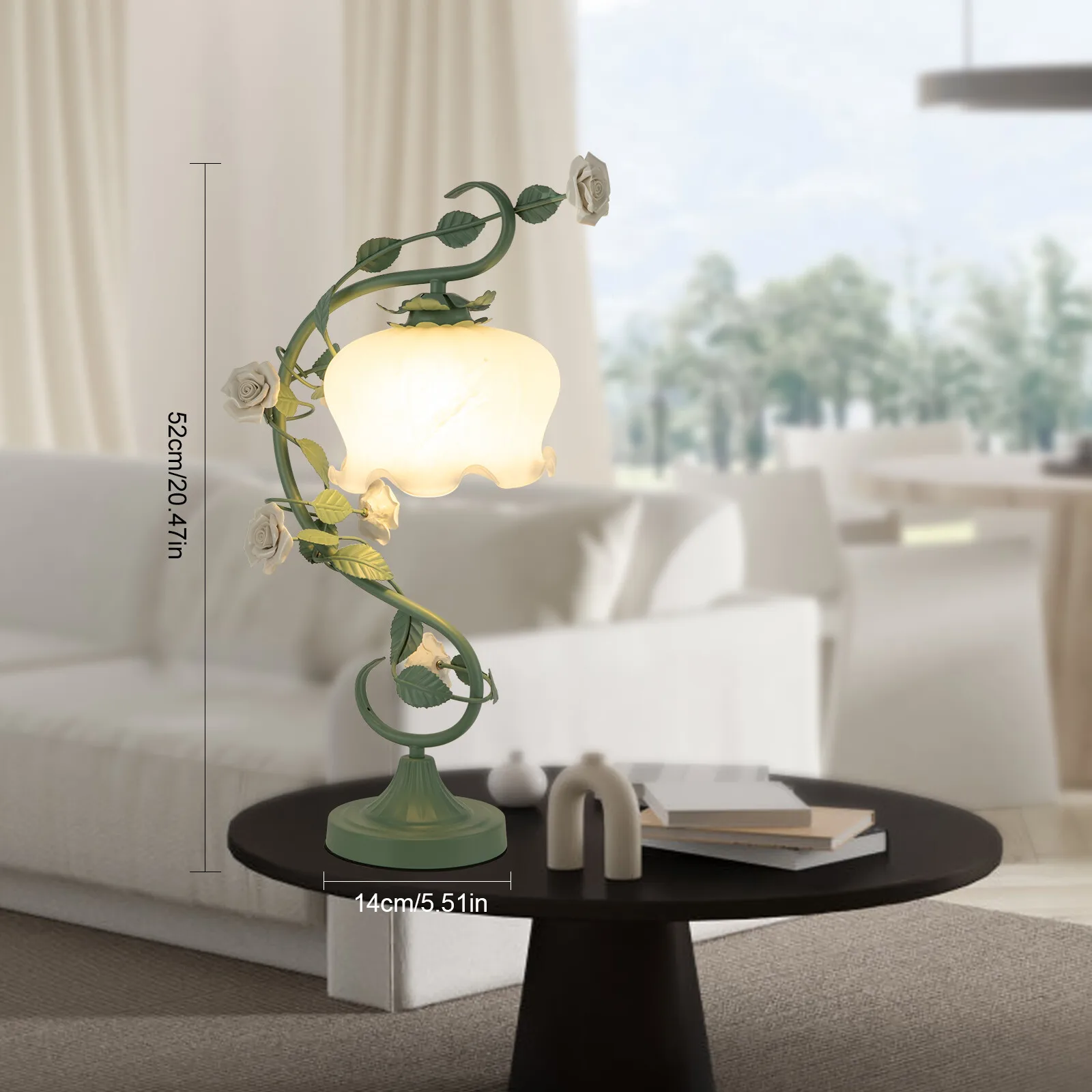 

Flower Petal Table Lamp E26 Bedroom Bedside Flower Night Light Glass Lampshade Lamp