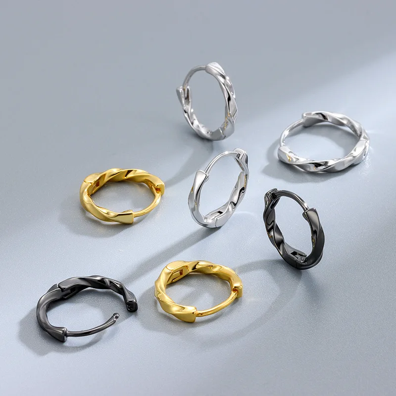 2Pcs Stainless Steel Twisted Spiral Fine Needle Small Hoop Earrings For Women Ear Bone Buckle Round Circle Earrings Gifts