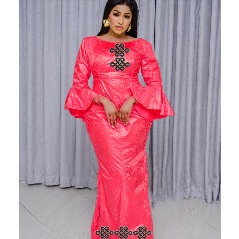 Original Bazin Riche Long Dresses Sexy Women Traditional Wedding Party Clothing Bazin Riche Original Bride Bsin Boubou Clothing