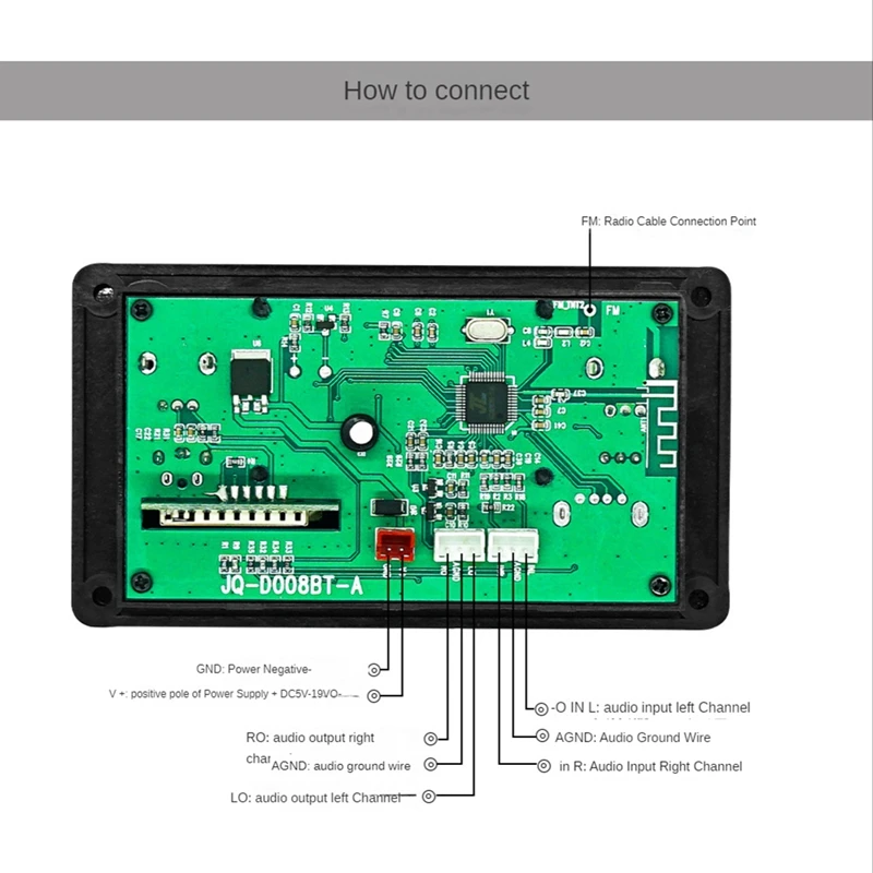 LCD Display Bluetooth 5.0 MP3 Decoder Board Support Handsfree Recording FM DC 12V MP3 WMA WAV APE FLAC Audio Player