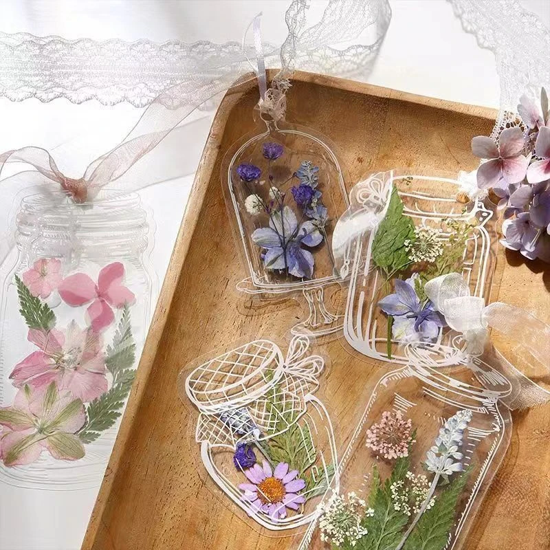 20pcs Creative Diy Bookmark For Students Transparent Wishing Bottle Shape Bookmark Scrapbook Sticker Material Small Gift