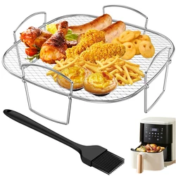 Air Fryer Rack Grilling Rack Stainless Steel Cooking Steaming Roasting Rack Multi-Purpose Toast Basket Kitchen Baking Tools