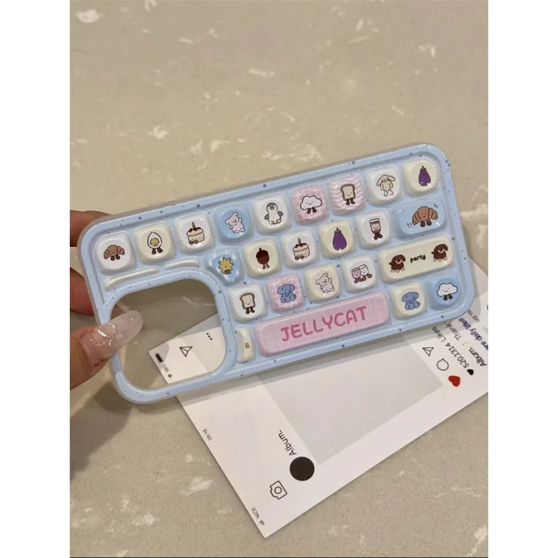 Creative Keyboard Case Compatible for IPhone 15 16 14 13 11 12 Pro Max 16 15 13 12 Pro Cute Penguin Eggplant Bear Puppy Cover