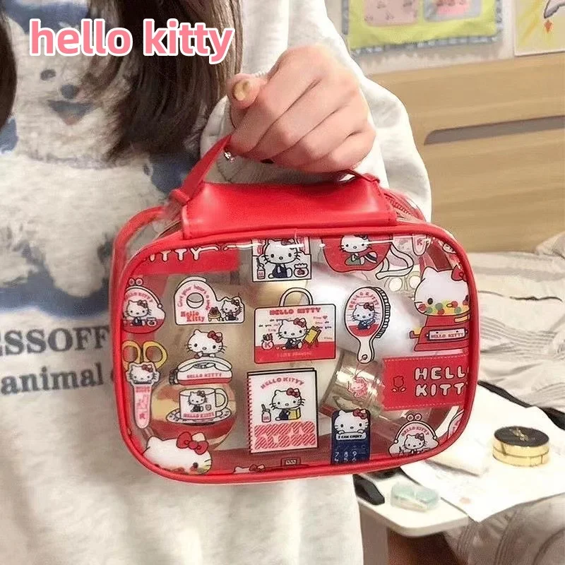 

hello kitty cosmetic bag pvc transparent cartoon portable large capacity waterproof storage bag toiletry japanese portable purse