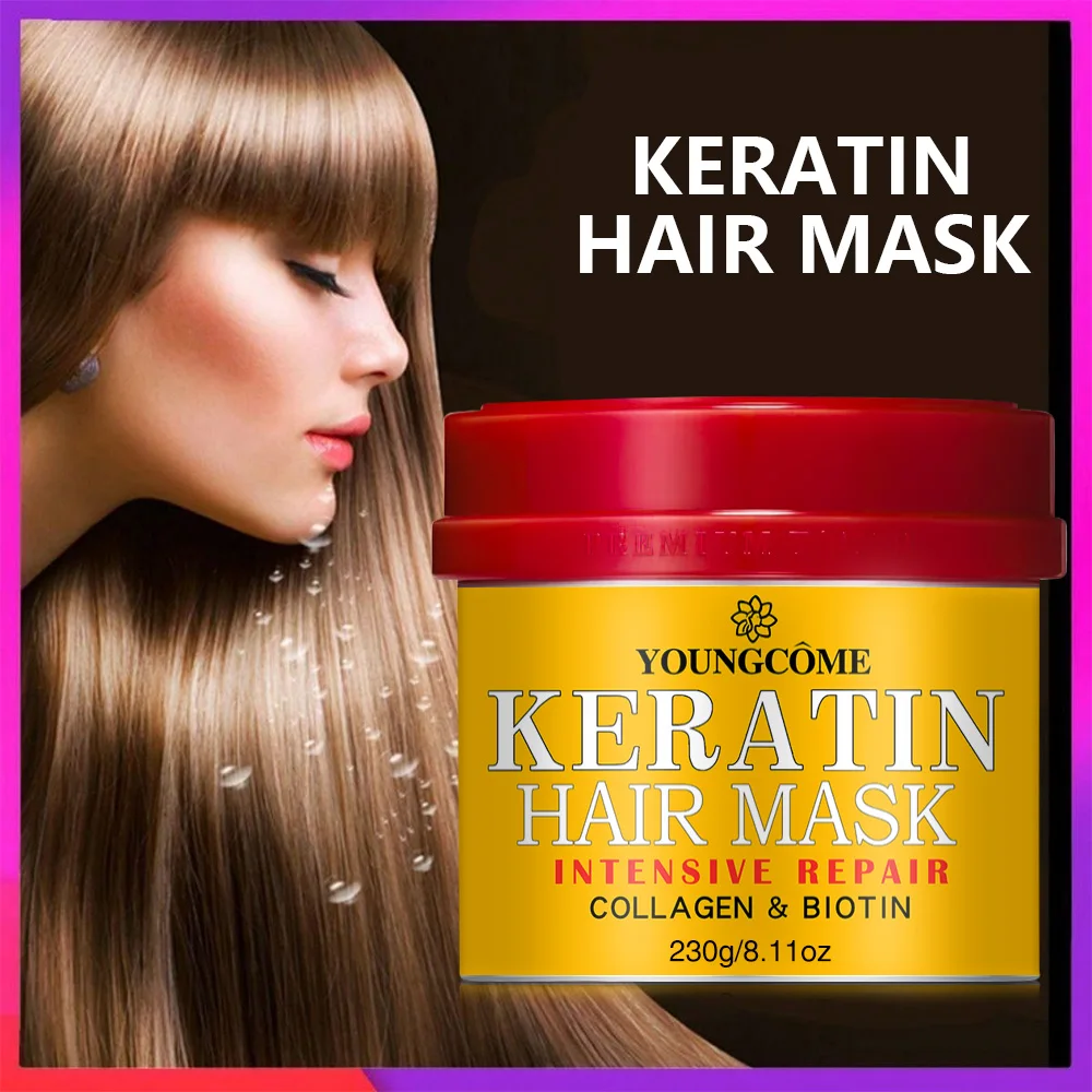 Keratin Collagen Pro Hair Mask Repair Dry Split Ends Frizzy Damaged Deeply Moisturize Soft Smooth Shiny Women Hair Care Products