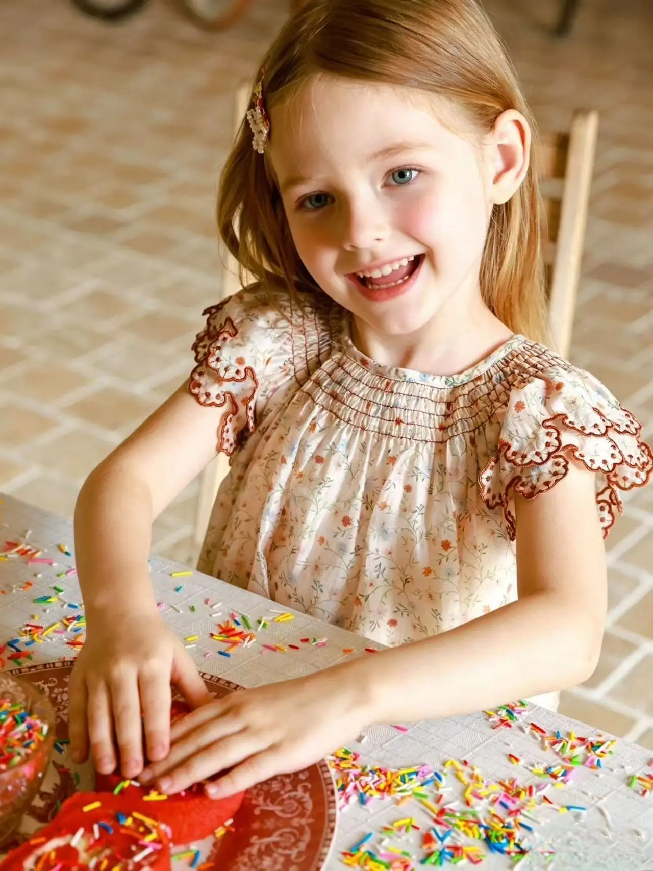 Summer Girls Floral Dress Cute Floral Print Princess Dress for Toddler Little Girls for 90-140cm