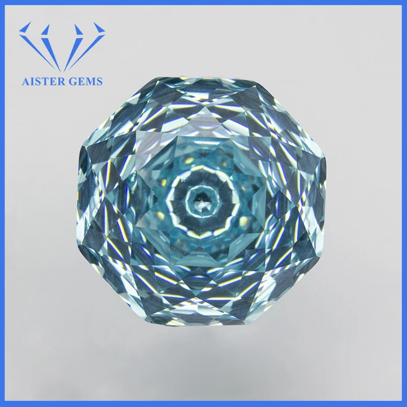 

New 5A Lihgt Aquamarine Millennium Octagon Rose Cut Cubic Zirconia Loose stones for Jewerly Making
