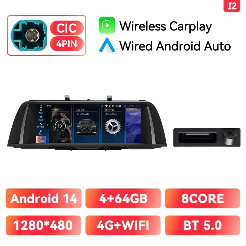 10.25 "Draadloze Carplay Android Auto Multimedia Systeem Radioscherm Voor Bmw 5 Series F10 F11 2011-2017 Cic Nbt Gps Navi Wifi