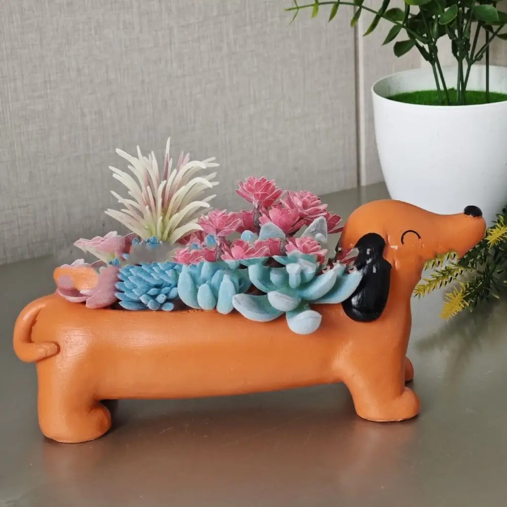 الإبداعية الراتنج الكلب وعاء النبات الكرتون مقلد الألماني اناء للزهور لطيف زهرة عصارية زارع شرفة #2
