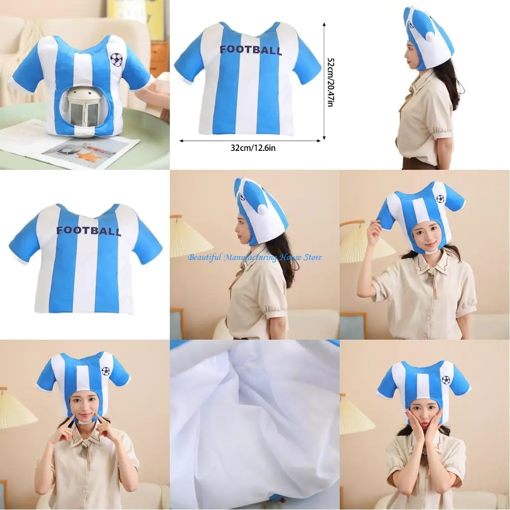 

E56A Football T-Shirt Headgear Hat Family Gathering Hat Role Play Costume Headcover