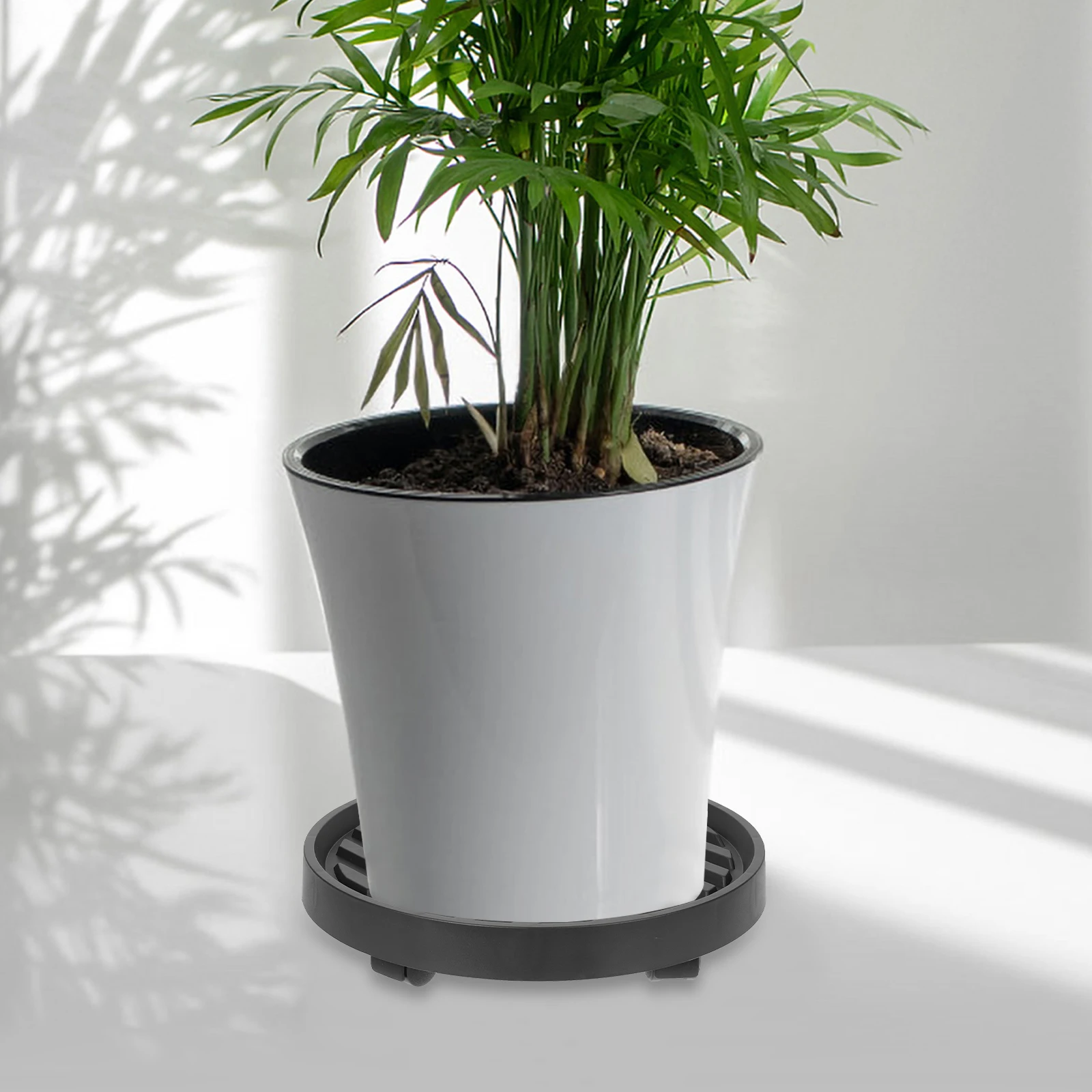 

1 set Movable Plant with Planter Holders Wheels Thickened Pot Holder for Use Water Storage Round Black