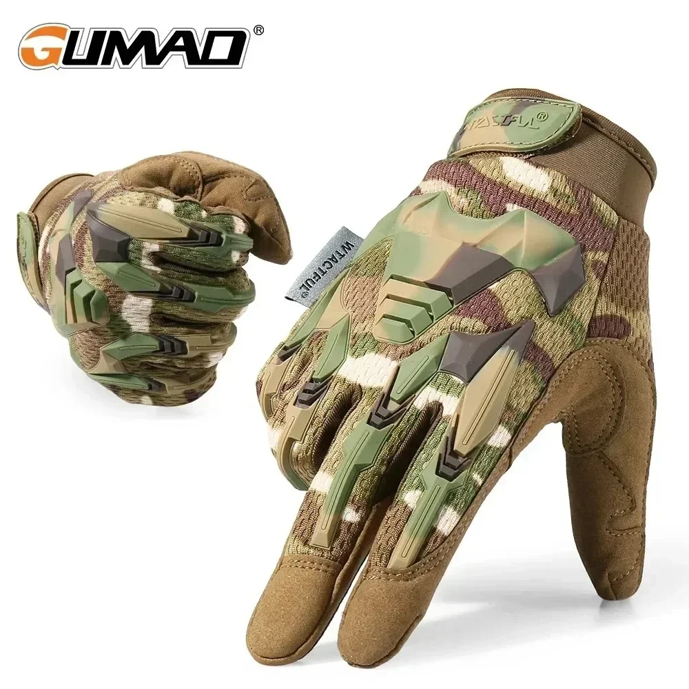 Guantes tácticos de camuflaje para hombre y mujer, manoplas de dedo completo, antideslizantes, para caza, senderismo, escalada, deportes, Camping,