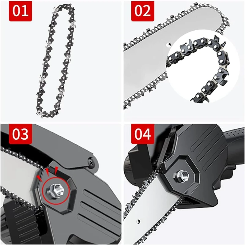 4Pcs Mini Chainsaw Chain 4 Inch Guide Saw Chain 1/4 LP Pitch, 28 Sections For Electric Protable Handheld Chain Saw Easy Install