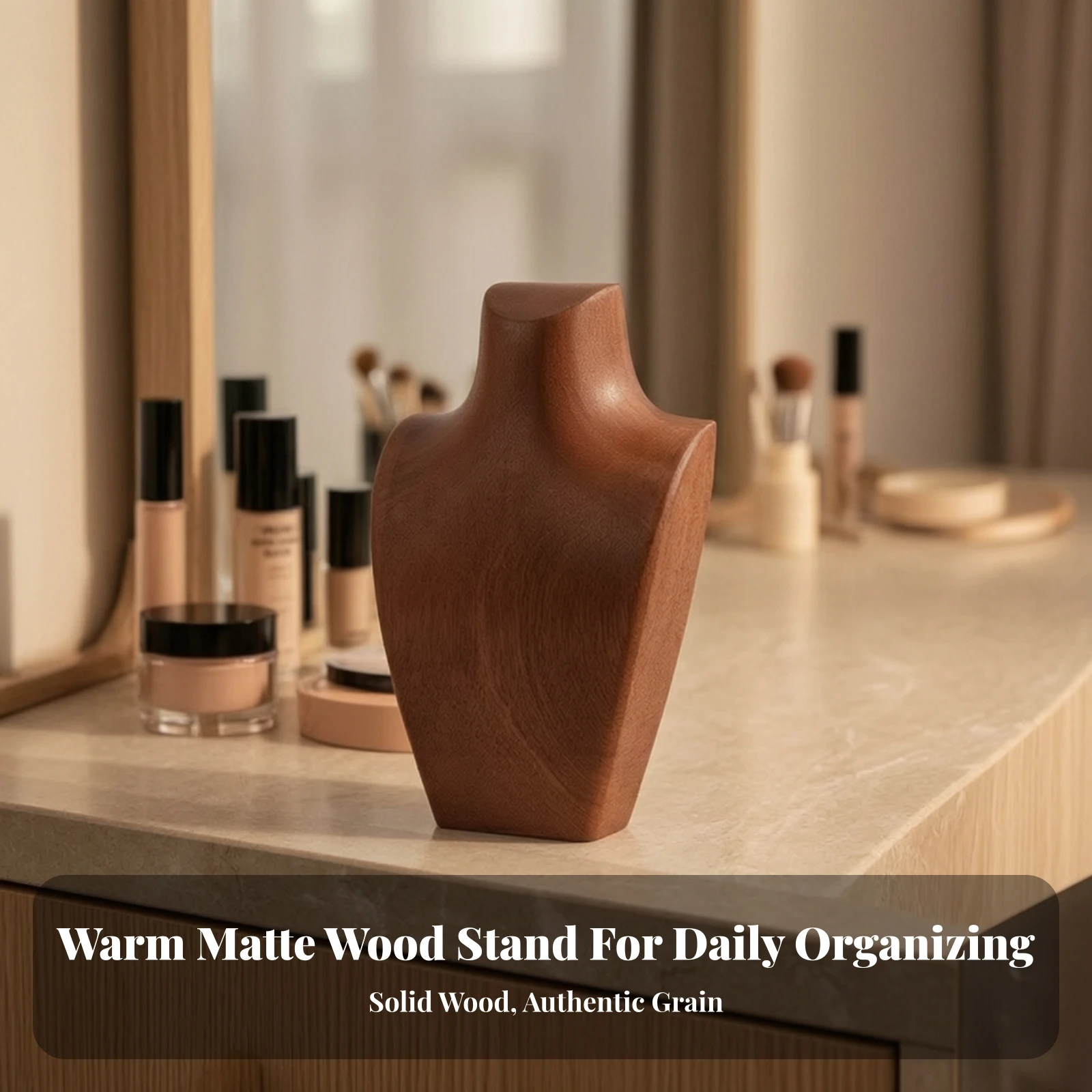 Necklace Display Bust Wooden Necklace Bust Display Elegant Sturdy for Boutiques, Tabletop, Countertop