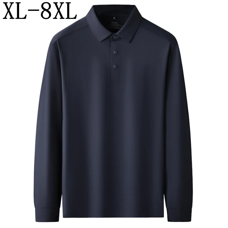 

8XL 7XL 6XL 2025 Новая осенняя элитная роскошная рубашка-поло Мужская одежда Деловые свободные мужские рубашки Мягкая удобная футболка Homme