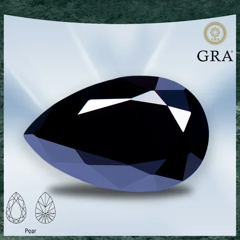 

Moissanite Stone Pear Shaped Black Color VVS1 with GRA Certificate for Gemstone Charms Beads Top Jewelry Making Materials