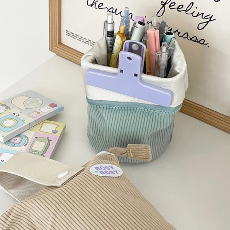 سعة كبيرة سروال قصير نمط عمودي للطي مقلمة Kawaii مقلمة للفتيات الصبي سستة اللوازم المدرسية القرطاسية