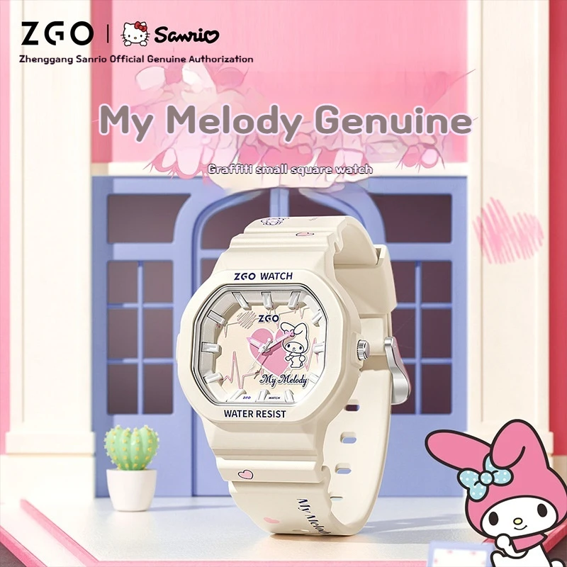 Kawaii Sanrio My Melody Watch Kuromi Watch Student Waterproof Block Electronic Watch Tiktok Kawaii Luminous Watch Gifts For Girl