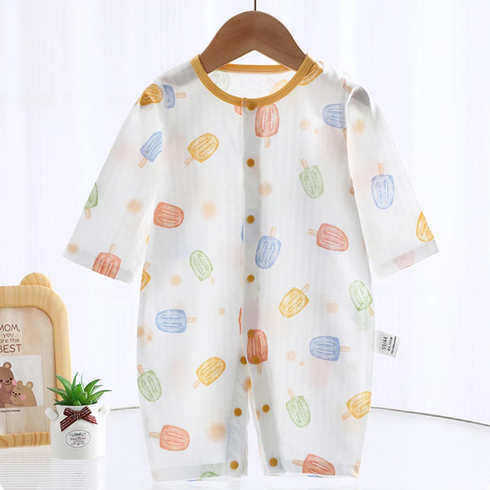 Baby Rompers For Girls Summer Cotton Long Sleeve Newborn Clothes Thin Type Baby Boy Jumpsuit For Air Conditioning