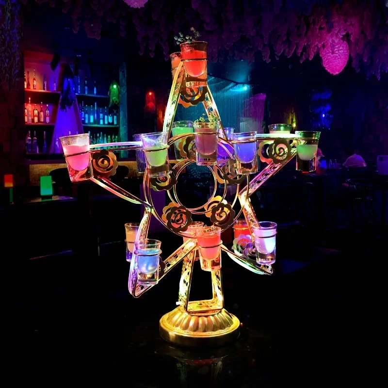 Luminous pentagram cup holder bar KTV clear bar cocktail champagne fighting game party luminous entertainment