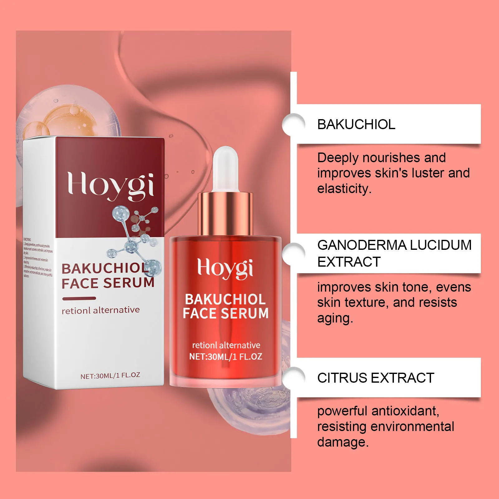 Bakuchiol Face Serum Lifting Firming Remove Fine Lines Skin Rejuvenation Brightening Hydrating Retinol Face Essence Care