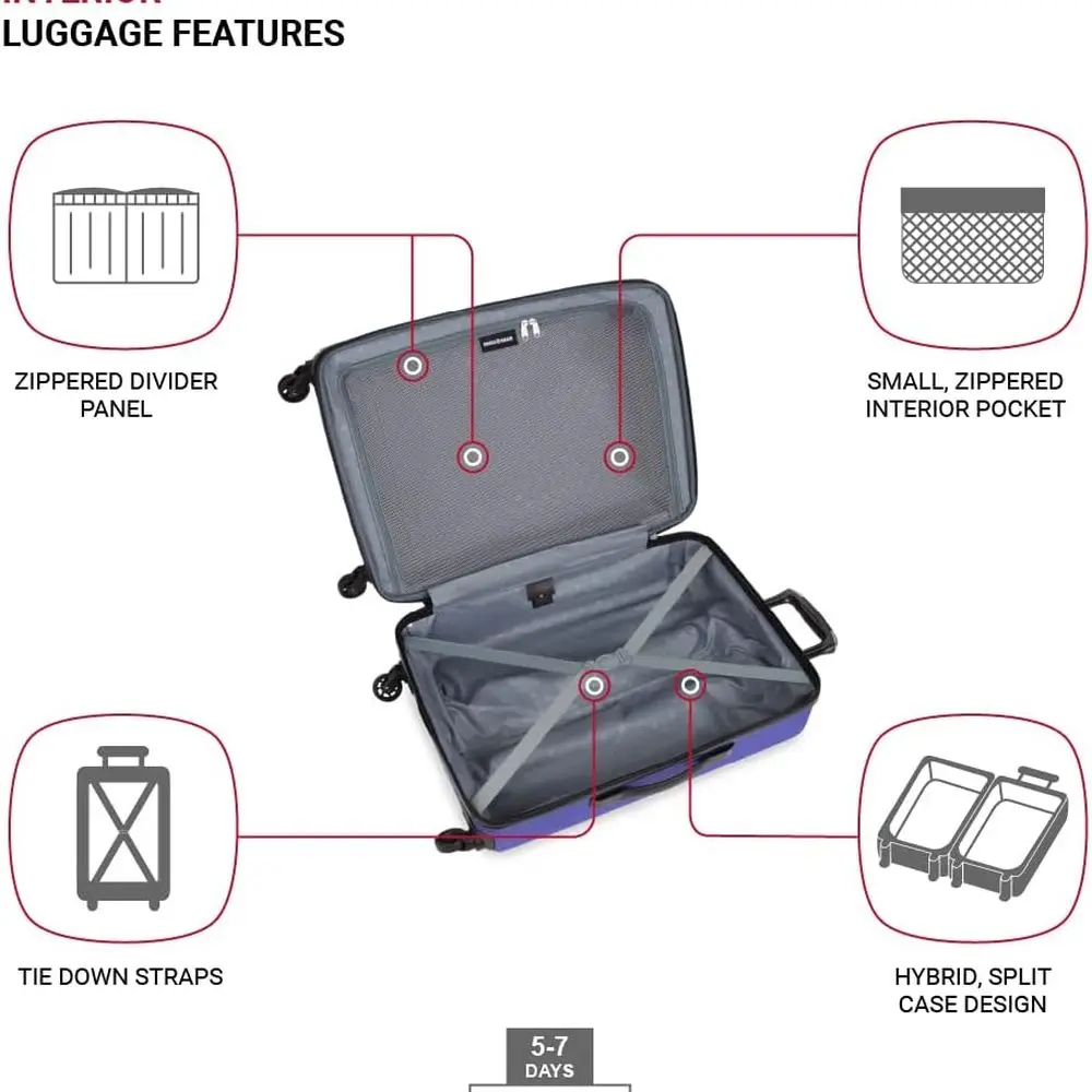 أمتعة دوارة ذات هيكل صلب متوسط قابل للتوسيع من SwissGear، موديل 8018