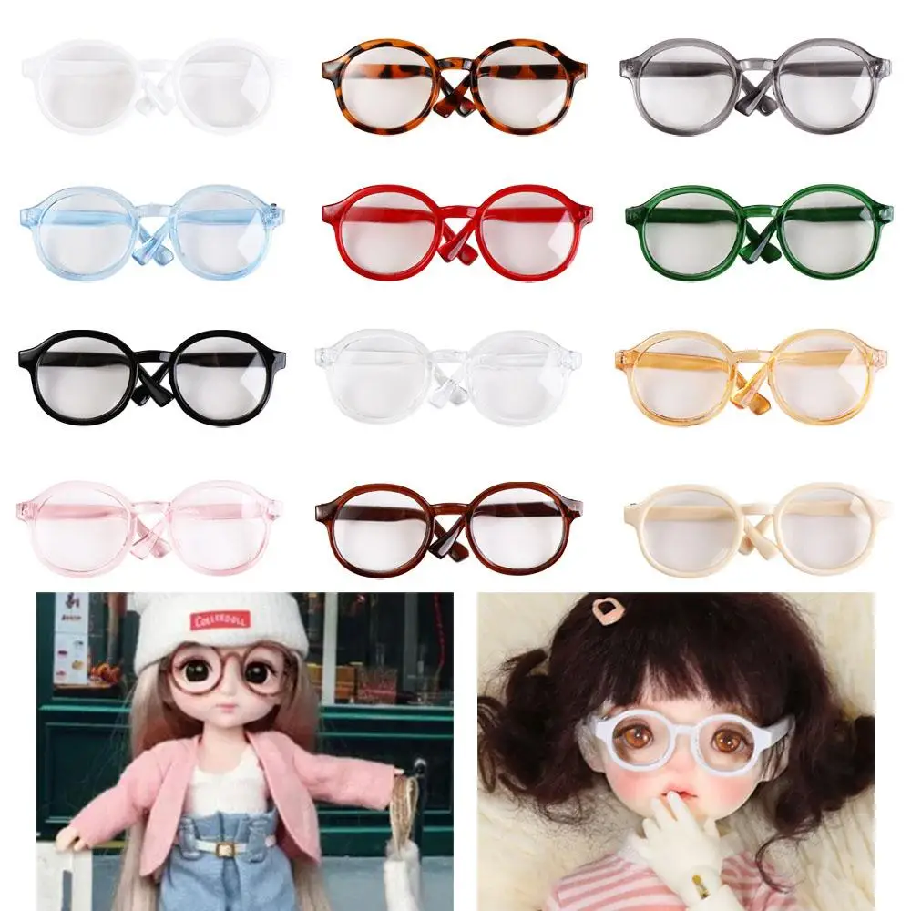 Doll Accessory Transparent Plastic Glasses Plastic Candy Color Round Transparent Glasses 6.5CM 9CM Miniature Doll Round Glasses