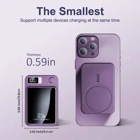 5000mAh Magnetisk Powerbank Trådlös Laddare Bärbar Snabb 22.5W Ultra Med Typ-C Kabel För iPhone 16/15/14/13/12 Alla Serier 8 best sales mini-powerbank 5000mAh - №8