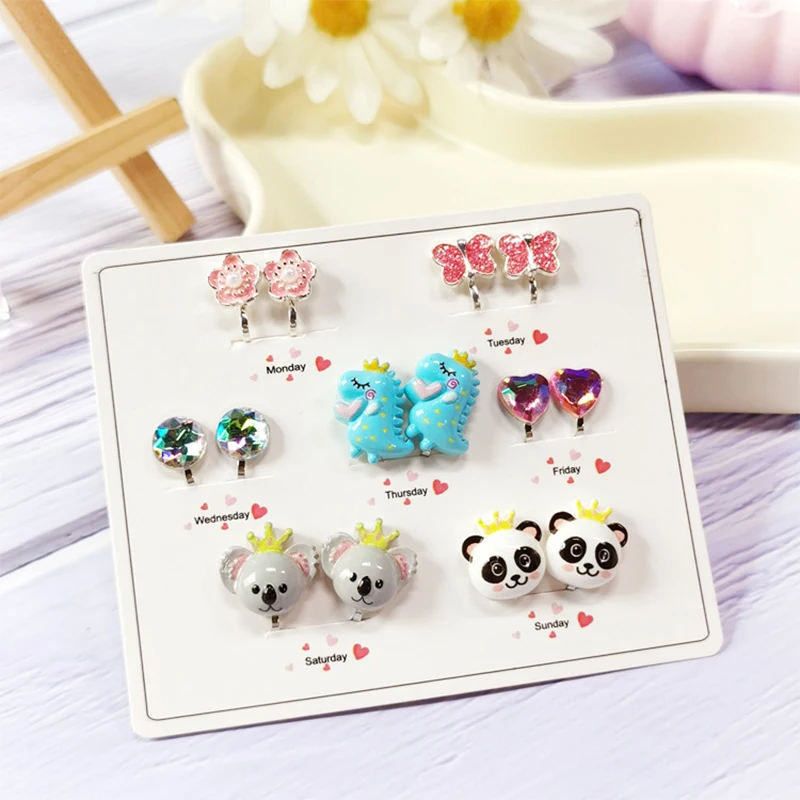 Cute Unicorn Mermaid Resin Clips on Earrings for Girls No Piercing Kid Christmas Gift Jewelry