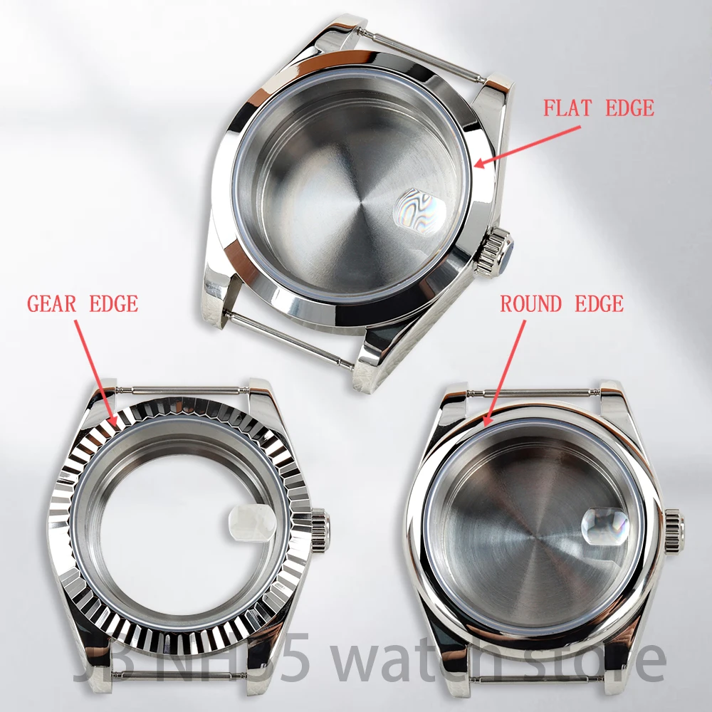 

High Quality Silver NH35 Case 36mm/39mm Stainless steel Sapphire Glass Waterproof for NH35 NH36 movement 28.5mm Dial Watch Cases