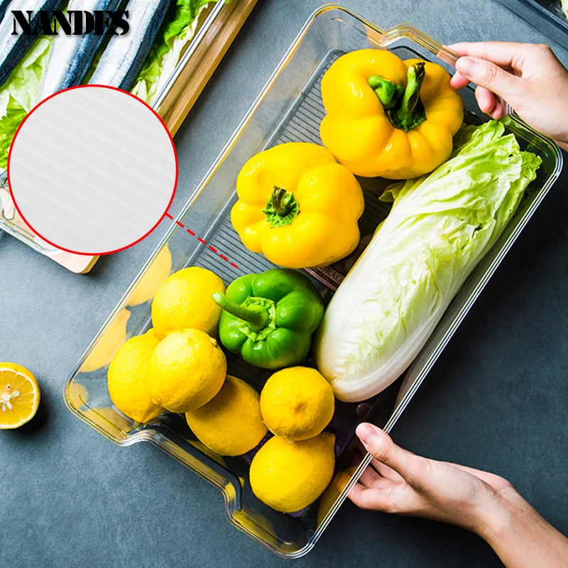 صناديق تنظيم الثلاجة، صندوق تخزين طعام الثلاجة قابل للتكديس مع مقبض، أداة تنظيم الفريزر البلاستيكية الشفافة #4