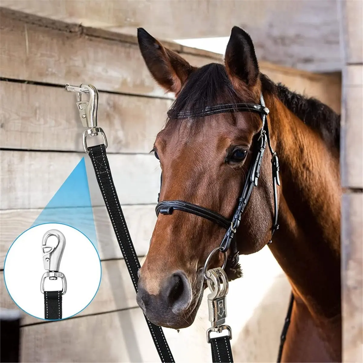 2pcs Ties for Horse,Nylon Trailer Tie with Strong Panic Snap and Bull Snap,Adjustable Length From 45.2