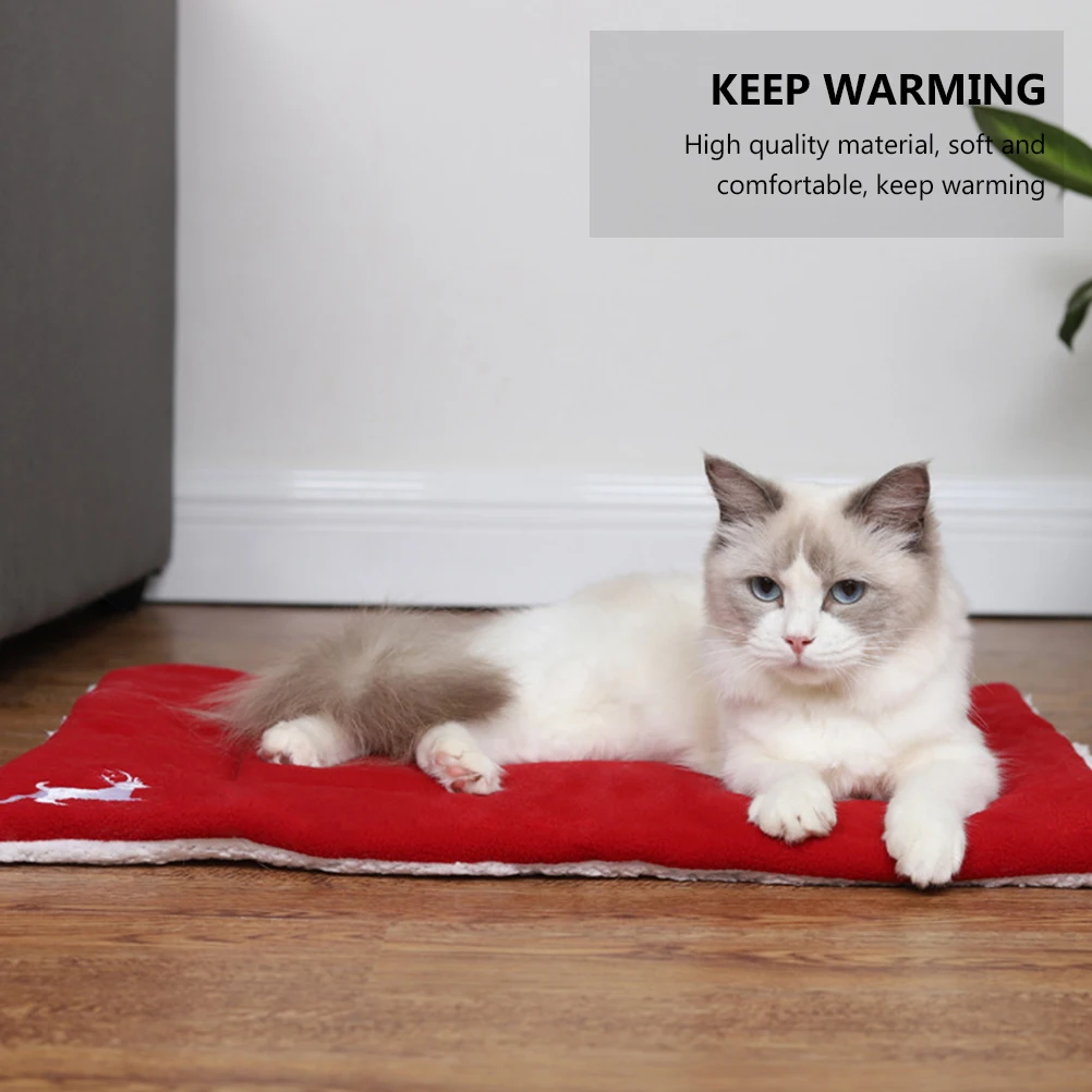 

Cat Pet Dog Christmas Warming Bed Thickened Comfortable Sleeping Nap Cushion Cozy Soft Holiday Design Deer Embroidery