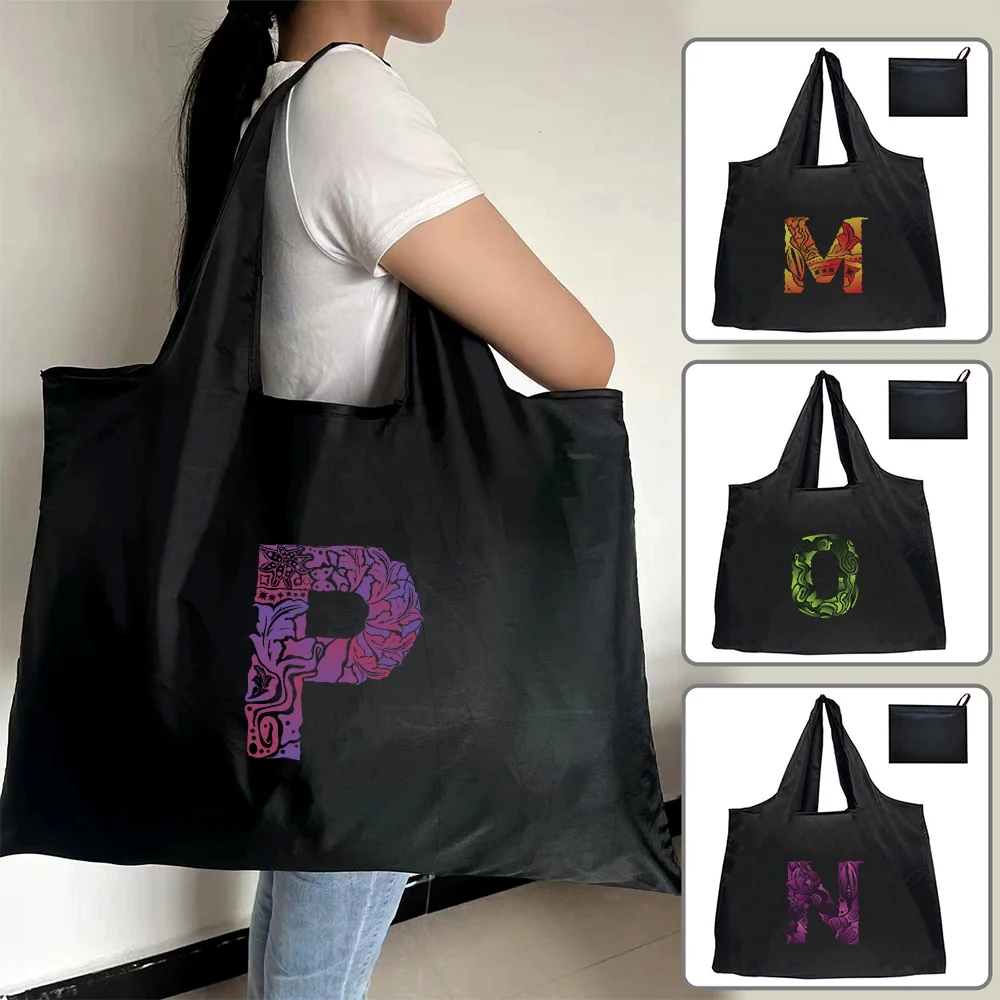 Foldable Reusable Shopping Bag Tote Pouch Handbags Convenient Large-capacity for Travel Washable Shoulder Bag Reusable Bag