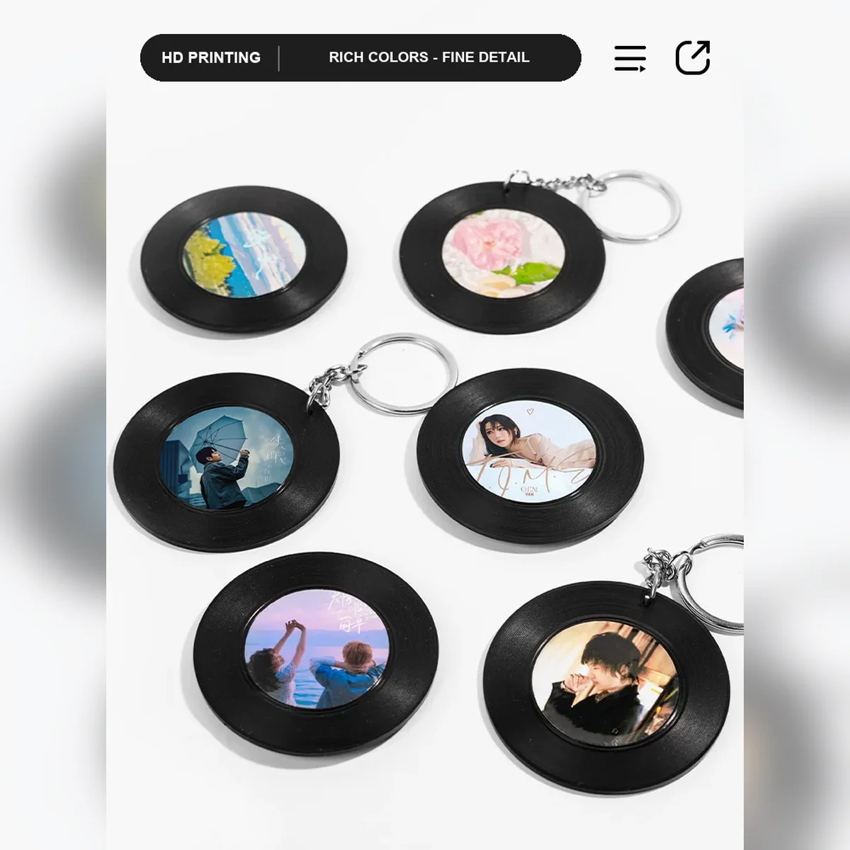 Custom NFC Vinyl Record Keychain Personalized Music Photo Video Link Interactive Keepsake Gift for Music Lovers Women and Men