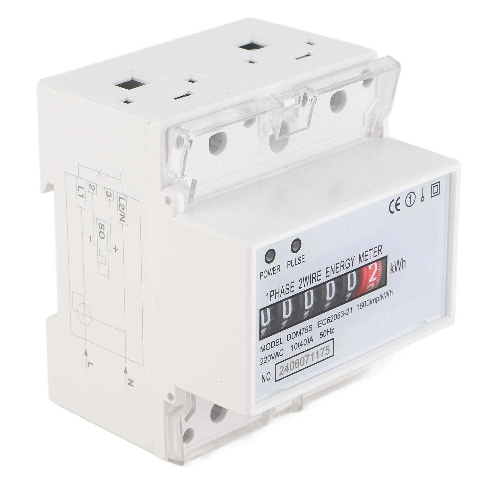 

Однофазный 4P Φ Din Rail потребление электроэнергии ваттметр Mete DDM75S 10 ‑ 40 А кВтч, метрический, DIN-рейка