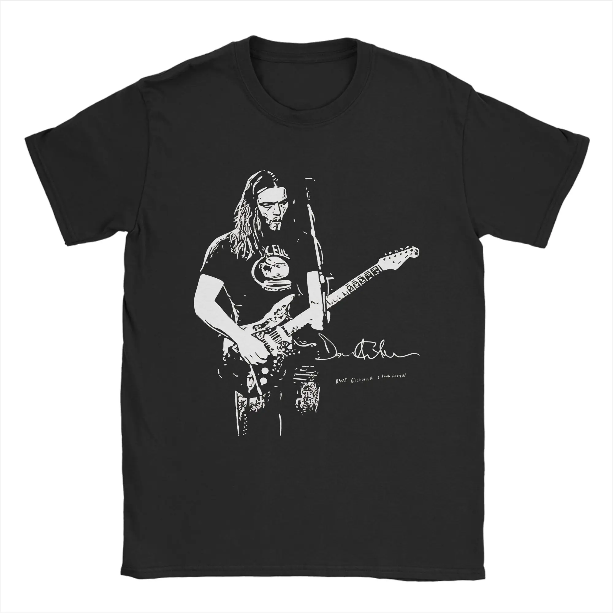 Davids Gilmours Guitar Vector Art   T Shirt Summer  Cotton T-Shirts For Men's Trendy Cool Casual Tee Shirt Y2K Retro Clothes