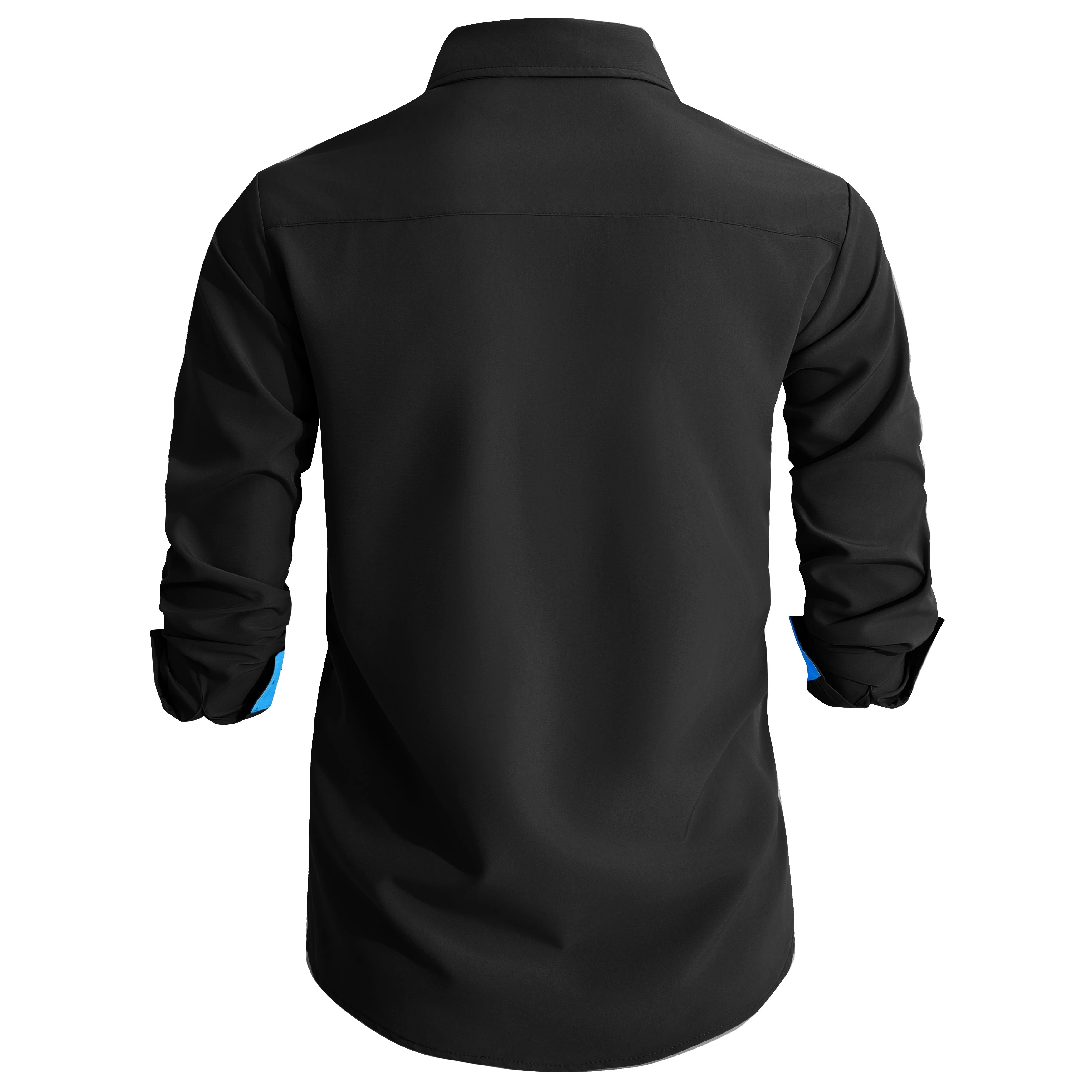 Elastic Formal Business Shirts Men Button Down Contrast Color Shirt Man Y2K Old Money Clothing Style Long Sleeved Tops Blouse