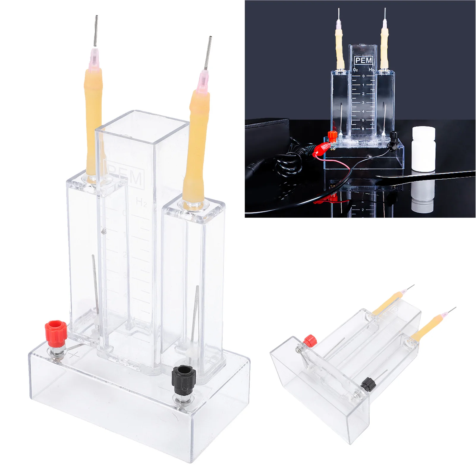 Hydrogen Oxygen Demonstrator PEM Water Electrolysis Container Stainless Steel Electrode Transparent Design for School Teaching