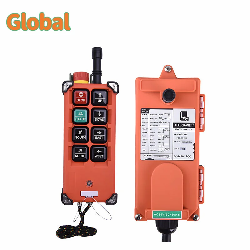 F21-E1B with Emergency 6 Buttons Industrial Wireless Radio Crane Remote Control Switches Hoist Overhead Bridge Crane Control