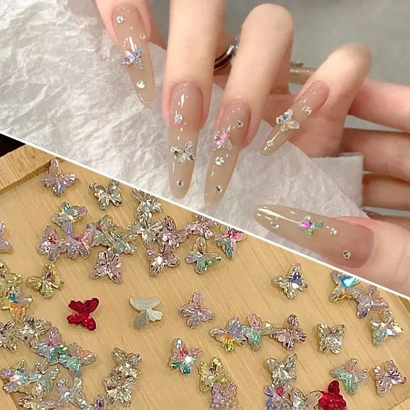 

20pcs Sparkling Butterfly Nails Diamond Accessories Luxury Mixed Color Nail Art Decorations Mini K9 Rhinestone Manicure Jewelry