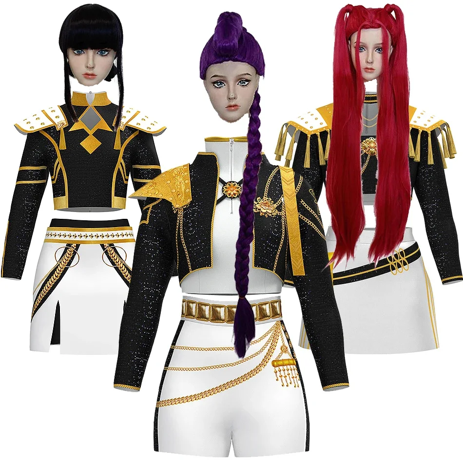 

Rumi Cosplay Zoey Costume Black Golden Stage Performance Clothes Girls Halloween Mira Outfits for Kids Adult