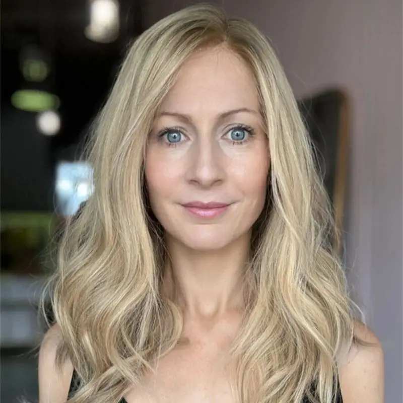 14-дюймовый синтетический парик премиум-класса HD на шнуровке, предварительно выщипанная линия волос, смешанный с человеческими волосами, парик блондинки с эффектом омбре для женщин, ежедневное использование на вечеринке