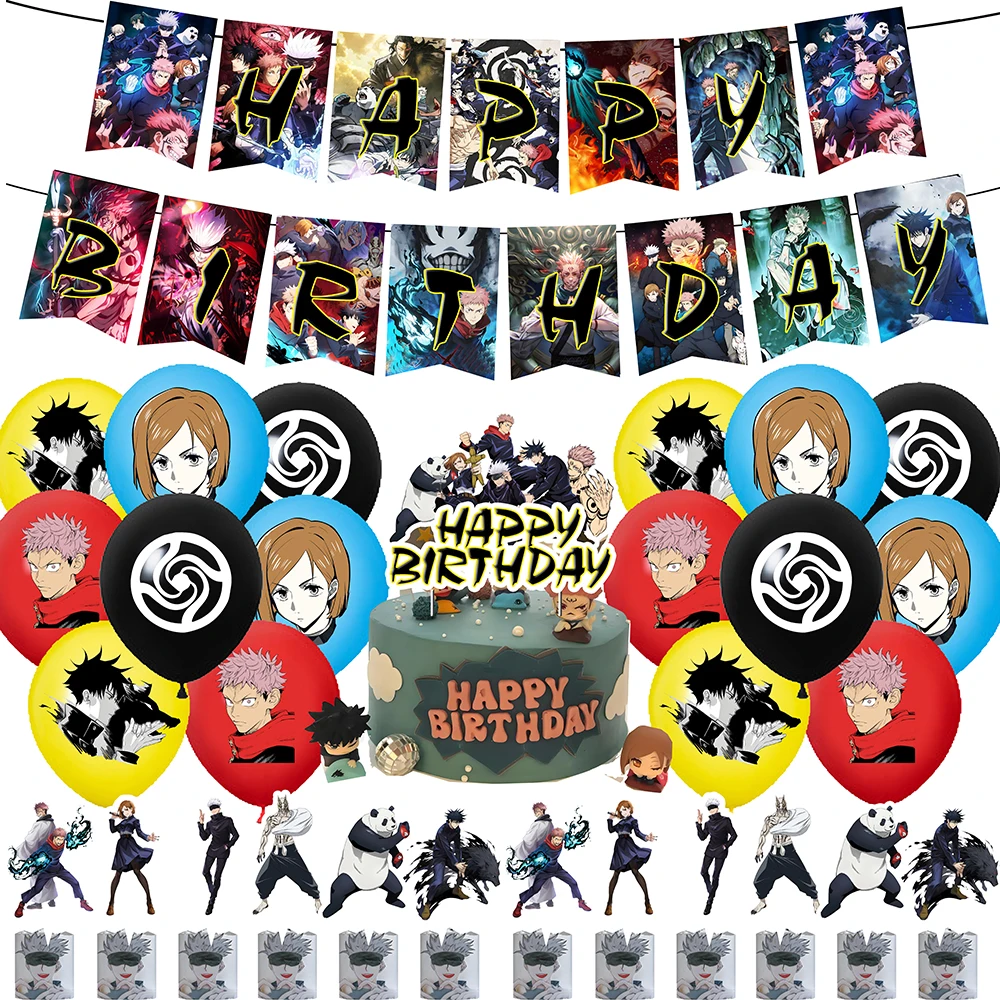 Jujutsuing Kai-sen Sfondo Decorazioni per feste di compleanno Figure anime Periferico Gojo Satoru Palloncino in lattice Banner Cake Topper Regalo